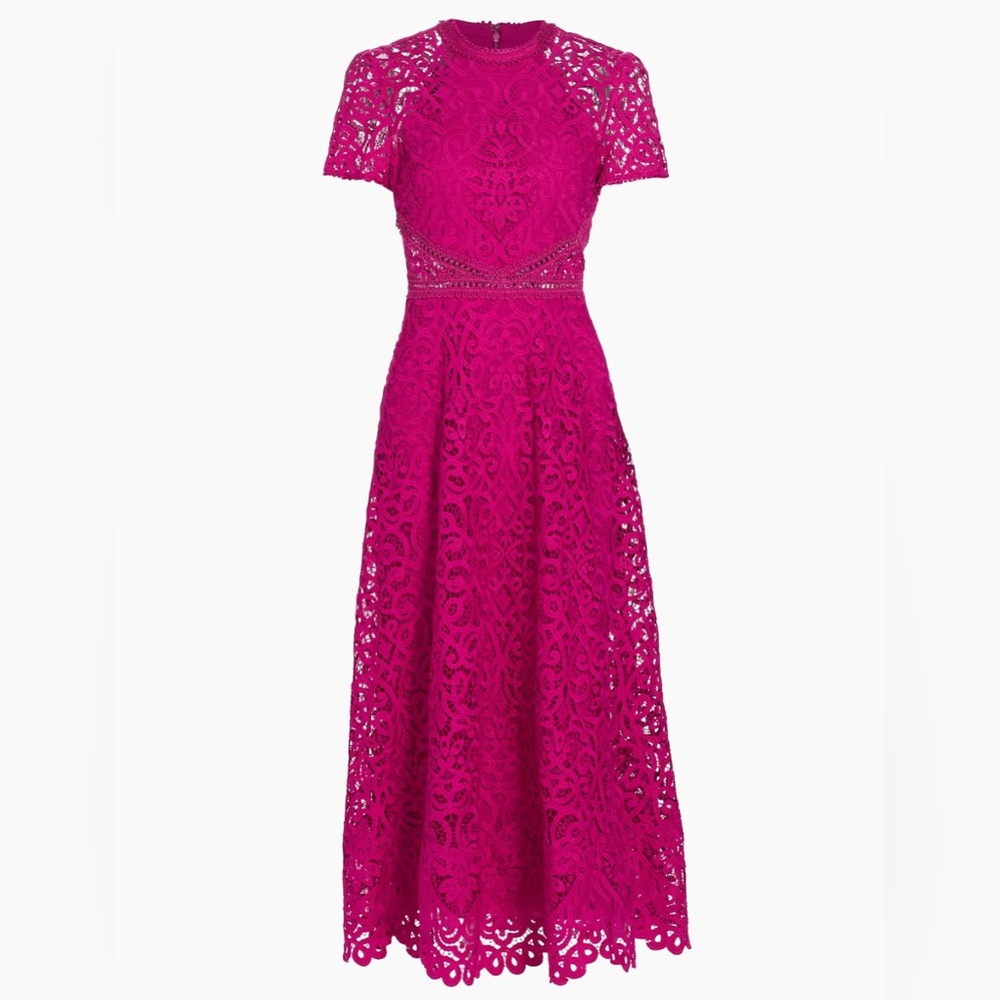 ML Monique Lhullier Lace Midi Dress